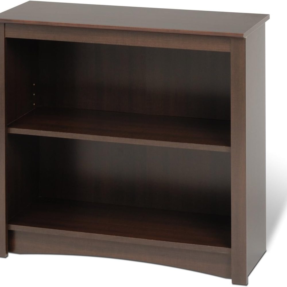 Prepac Sonoma 2-Tier Bookcase 29"H with 1 Adjustable Shelf, Espresso Storage Cabinet, Modern Display Cabinet, Bookshelf with Storage Shelves for Home Office, Living Room, Bedroom Organizer